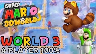 Super Mario 3D World  World 3 4Player 100 walkthrough [upl. by Lilllie932]