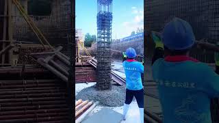 The process of shaking concrete out of the steel reinforcement cage [upl. by Annoyk976]