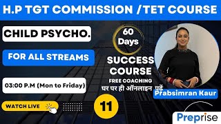 🔴Child Psychology 11 HP TGT CommissionHP TET By Prabhsimran Kaur Madam [upl. by Trebliw]