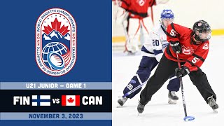 2023 World Ringette World Championships ⭕ U21 Junior Game 1 Canada vs Finland Nov 3 2023 [upl. by Eerased]