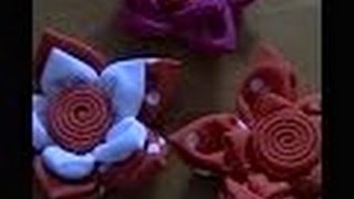 DIY flor de Fuxico passo a passo HOW TO MAKE ROLLED RIBBON ROSES fabric flowers [upl. by Kano]