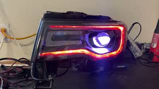 20112021 Jeep Grand Cherokee WK2 RGBW  ColorChasing LED DRL Custom Headlights  AutoLEDTech [upl. by Natsirc]