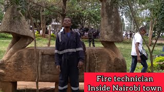 FIRE TECHNICIAN inside Nairobi town servicing fire alarm and suppression system [upl. by Aiht356]