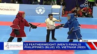 SEA Games 2019 PHL VS VIE on LS Featherweight Men’s Division FINALS  Arnis [upl. by Adnileb]