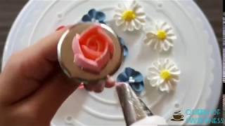 How to pipe a rose and more flowers with whipped cream [upl. by Wendeline188]