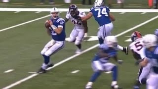 Andrew Luck Injury Injured Kidney vs Broncos 2015 4th Quarter Scramble Run Takes Big Hit [upl. by Ajiam15]