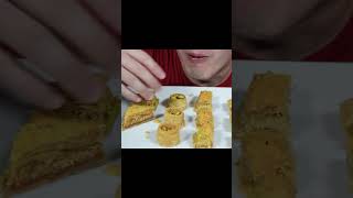 Crunchy crispy amp sweet baklava mukbang dessert food eating shorts asmr pistachio [upl. by Eloken]