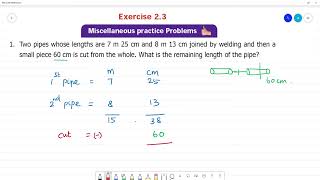 6 TN Maths Term II 2 MEASUREMENTS Exercise 23 1 Two pipes whose lengths are 7 m 25 cm [upl. by Augusta63]