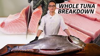 How a Master Sushi Chef Butchers a 250 Pound Bluefin Tuna — Omakase [upl. by Handler]