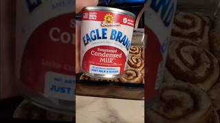 trying a viral cinnamon roll hack with condence milk food cinnamonrolls [upl. by Ahsema282]