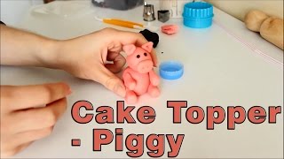 How to make a Sugar Paste Fondant Pig Cake Topper  HappyFoods [upl. by Kennard]