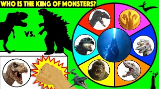 GODZILLA vs SHARKS 🦈 Spinning Wheel Slime Game w Collectible Godzilla Figures [upl. by Ulphia]