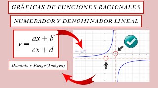 GRÁFICA de una FUNCIÓN RACIONAL NUMERADOR Y DENOMINADOR lineal con DOMINIO Y RANGO  OnlyMathss [upl. by Tedd881]