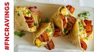 BreakfastStuffed Scallion Pancakes  Food Network [upl. by Ulita]