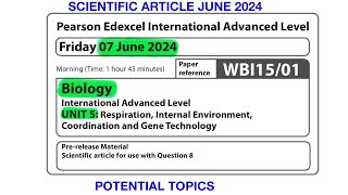 A level  Biology  Unit 5  Scientific article  June 2024  Pearson Edexcel [upl. by Oyam]