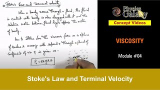 Class 11 Physics  Viscosity  4 Stokes Law and Terminal Velocity  For JEE amp NEET [upl. by Nuawtna570]