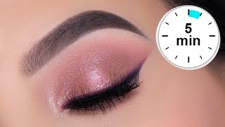 5 MINUTE Soft Glam Eye Makeup Tutorial  Rose Gold Eye Look [upl. by Rednasyl]