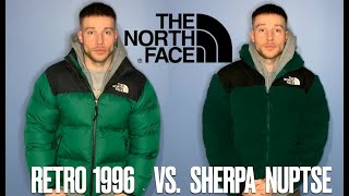 BEFORE YOU BUY The North Face High Pile vs Retro 1996 Nuptse Side by Side Size Guide On Body [upl. by Ayamahs]