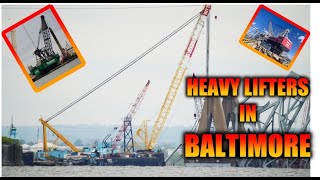 Heavy Lifters being used at the Baltimore Bridge Collapse Site [upl. by Cutcliffe]