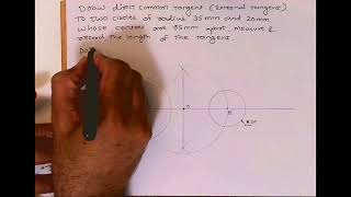 Draw direct common tangent external to two circles of radius 35 amp 20 whose centres are 95mm apart [upl. by Schramke]