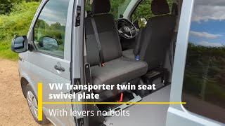 Volkswagen Transporter twin seat swivel plate with levers no bolts [upl. by Idyh]