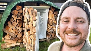 VERSTECKTER Kühlschrank im Holz  DIY [upl. by Adahs]