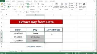 Formula to Extract Day Name from date in excel 20132016  YouTube [upl. by Obala]