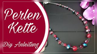 Schwebende Perlenkette Diy Schmuck Halskette selber machen einfach Anleitung auch für Anfänger [upl. by Ilrebmyk]