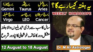 Weekly Horoscope  12 August to 18 August  Aries to Virgo  Dr M Ali Astrologer [upl. by Nahgaem512]