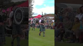 Ballater Pipe Band playing on the march during 2022 Dufftown Highland Games in Scotland shorts [upl. by Iatnahs]