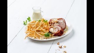 Roulade de râble de lapin au jambon d’Ardenne et crème de bleu [upl. by Isadore]