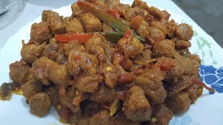 Nutrela soya chunks dry fry with tomato recipe tasty and simple to make [upl. by Liebermann367]