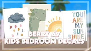 KIDS THEMED DECAL CODES For Bloxburg And Berry Avenue  Roblox Video [upl. by Randolph]