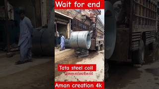 Hands Coil Unloading 🥲😱💯 Tata steel cuttingtatasteel steel youtubeshorts shorts [upl. by Fruin60]