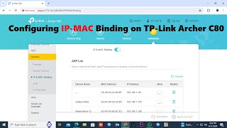 Configuring IPMAC Binding on TPLink Archer C80 [upl. by Torre]