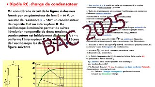 Dipôle RC correction exercice N°1 BAC SCIENTIFIQUE [upl. by Htrahddis]