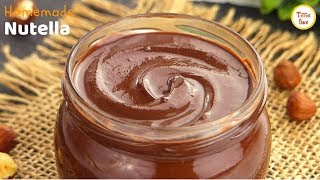 Homemade NutellaNocilla Recipe for Kids Tiffin Box How to make Nutella Chocolate Hazelnut Spread [upl. by Yreved]