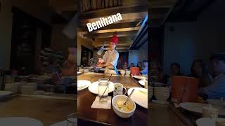 Hibachi chef juggling utensils tricks hibachi benihana [upl. by Ennaitsirhc]