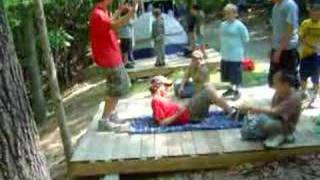 Boy Scouts demonstrate building a stretcher [upl. by Neelyk]