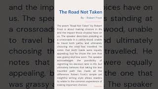 The Road Not Taken  By Road Not Taken  Summary of the Poem [upl. by Airdnax875]