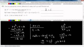 Secondaire 4 SN Québec Division de polynômes résolutions de problèmes exercice 12 [upl. by Bonne797]
