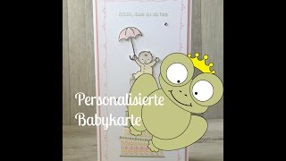 Tutorial BabykarteKarte zur Geburt Stempelset Cake Crazy von StampinUp [upl. by Eigna126]