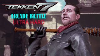 Tekken 7  Negan Arcade Battle in Ultra Hard Full Gameplay [upl. by Matheson]