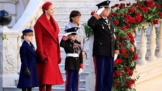 Monègasque royals suround prince Albert II during National day celebrations in MonacoMontecarlo [upl. by Aihk779]