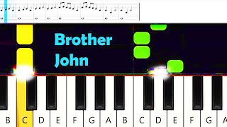 Learn Easy Piano Song for Beginners  Brother John  Piano Tutorial with Music Notes [upl. by Anna-Maria340]