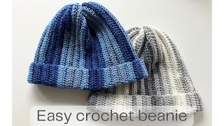 Easy crochet ribbed beanie  crochet tutorial [upl. by Ellie656]