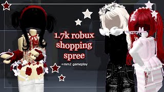 ✧˚ · 17k robux shopping spree   mm2 gameplay༉‧₊˚ [upl. by Rayna]