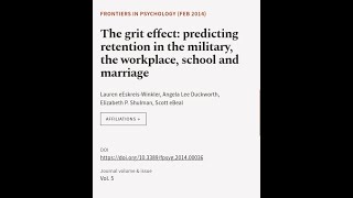 The grit effect predicting retention in the military the workplace school and marr  RTCLTV [upl. by Deonne150]