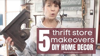 5 Thrift Store Makeover Ideas  DIY Home Decor  Upcycled Home Decor [upl. by Auqenes]