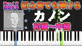 【楽譜あり】カノンパッヘルベル（ピアノソロ初級～中級・初心者向け）Canon in DJohann Pachelbel【ピアノアレンジ楽譜】簡単ゆっくり演奏付き [upl. by Ahsetan]